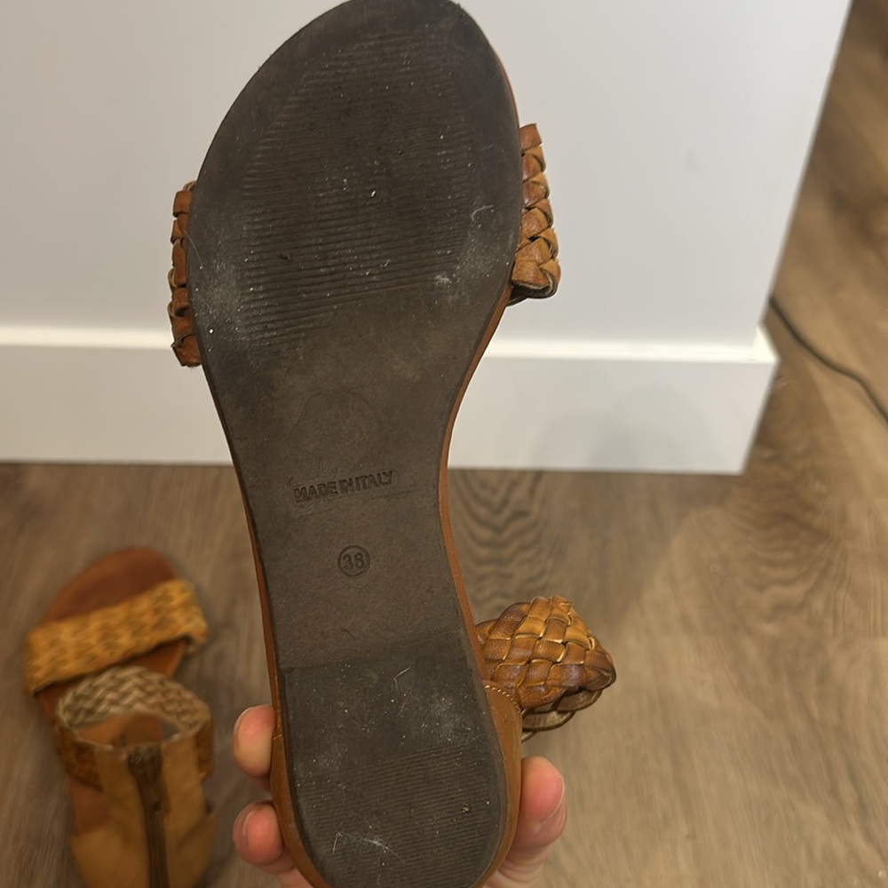 Leather Sandals Warm Tan Boho Woven Flat Sandals Size 36 (US 6) Summer BROWNS - Picture 12 of 16